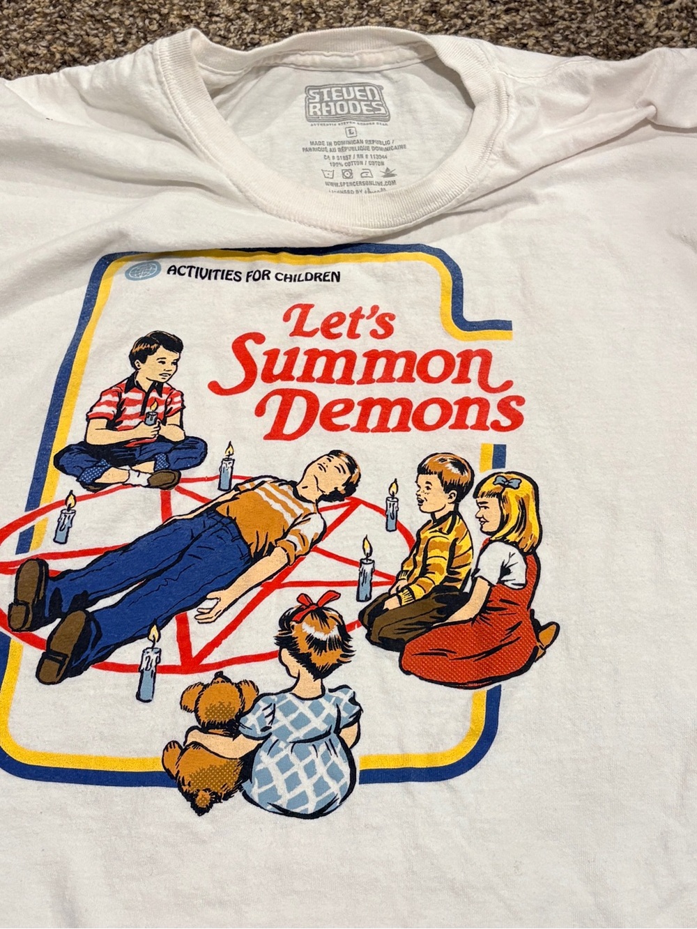 Steven Rhodes White Short Sleeve 'Let's Summon Demons' Graphic Tee Medium